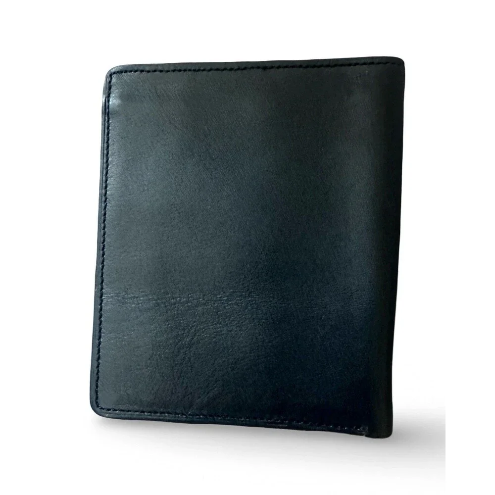 New Moda Spana Black Leather Mens Bifold Cash/Card Wallet #37